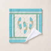 Veters op Cream, Blauwgroen en groen Bad Handdoek (Wasdoekje)