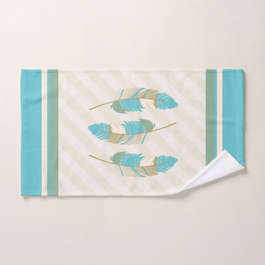 Veters op Cream, Blauwgroen en groen Bad Handdoek (Handdoek)