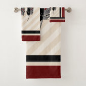 Veters op Cream, Maroon en Zwart Bad Handdoek (Insitu)