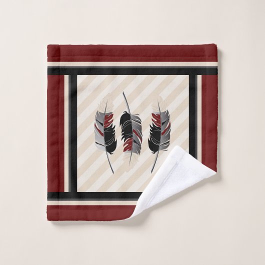 Veters op Cream, Maroon en Zwart Bad Handdoek (Wasdoekje)