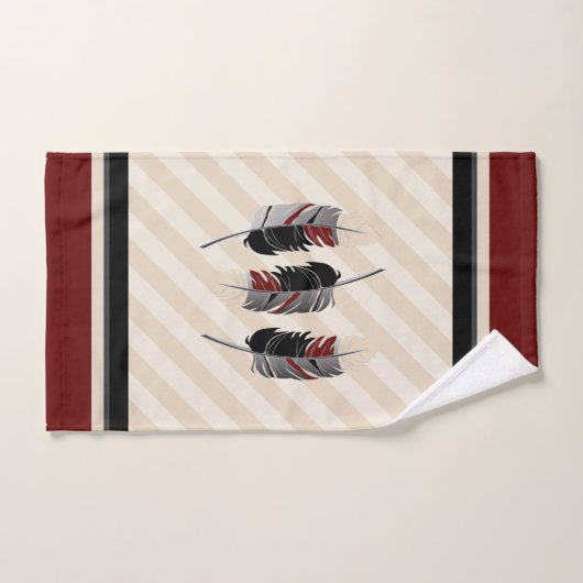Veters op Cream, Maroon en Zwart Bad Handdoek (Handdoek)