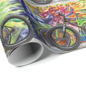 Vetfiets en vlammen cadeaupapier (Rol Hoek)