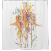 Vetflesjes Waterverf — Shower Curtain Douchegordijn (Voorkant)