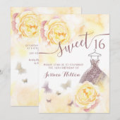 Vetflorale peony lieftientienmaal uitgenodigd kaart (Voorkant / Achterkant)