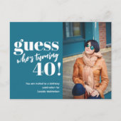 Vetfoto 40e verjaardag uitnodiging briefkaart (Voorkant)