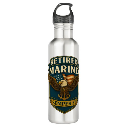 VetGearHQ.com Marine Corps Veteran Logo Emblem Waterfles (Voorkant)