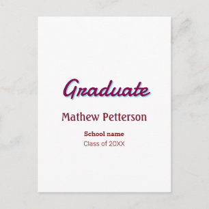 Vetgedrukt eenvoudig mauve klassiek modern afstude briefkaart