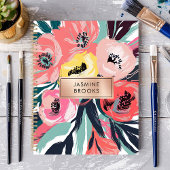 Vetgedrukte Abstracte Bloemen Aangepaste Naam Planner