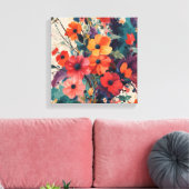 Vetgedrukte Abstracte Bloemen Boeket Art Print (Insitu (Woonkamer))