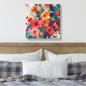 Vetgedrukte Abstracte Bloemen Boeket Art Print (Insitu (Slaapkamer))