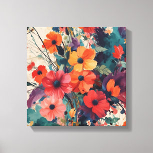 Vetgedrukte Abstracte Bloemen Boeket Art Print