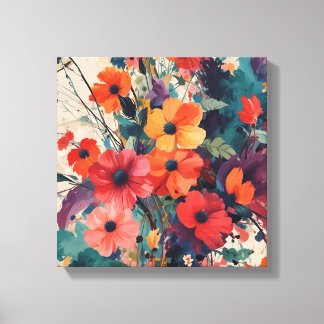 Vetgedrukte Abstracte Bloemen Boeket Art Print