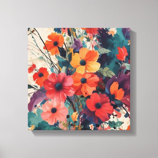 Vetgedrukte Abstracte Bloemen Boeket Art Print (Voorkant)