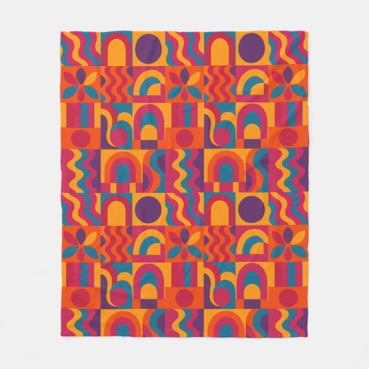 Vetgedrukte Abstracte deken – levendig retro desig (Voorkant)