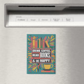 Vetgedrukte Abstracte "Drink Koffie, Lees Boeken" Magneet (Insitu (Vaatwasser))