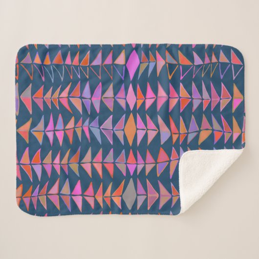 Vetgedrukte Abstracte geometrische gekleurde drieh Sherpa Deken (Voorkant (horizontaal))