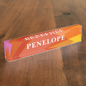 Vetgedrukte Abstracte geometrische kleur gepersona Naambordje (Zijkant)