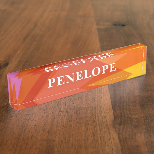 Vetgedrukte Abstracte geometrische kleur gepersona Naambordje (Zijkant)