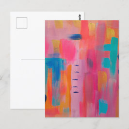 Vetgedrukte Abstracte kunst in Pinks en Blues Briefkaart