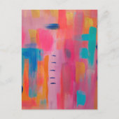 Vetgedrukte Abstracte kunst in Pinks en Blues Briefkaart (Voorkant)