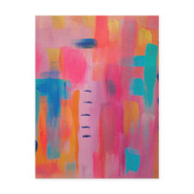 Vetgedrukte Abstracte kunst in Pinks en Blues