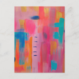 Vetgedrukte Abstracte kunst in Pinks en Blues Briefkaart