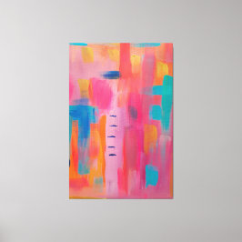 Vetgedrukte Abstracte kunst in Pinks en Blues Canvas Afdruk