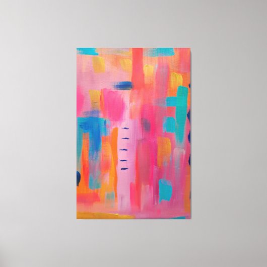 Vetgedrukte Abstracte kunst in Pinks en Blues Canvas Afdruk (Voorkant)