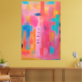 Vetgedrukte Abstracte kunst in Pinks en Blues Canvas Afdruk (Insitu (Woonkamer))