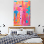 Vetgedrukte Abstracte kunst in Pinks en Blues Canvas Afdruk (Insitu (Slaapkamer))