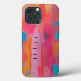 Vetgedrukte Abstracte kunst in Pinks en Blues iPhone 15 Case