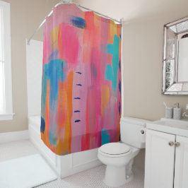 Vetgedrukte Abstracte kunst in Pinks en Blues Douchegordijn