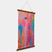 Vetgedrukte Abstracte kunst in Pinks en Blues Hangend Wandkleed (Gebogen)