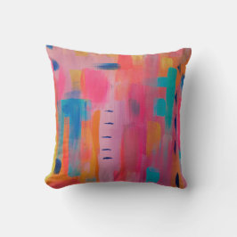 Vetgedrukte Abstracte kunst in Pinks en Blues Kussen