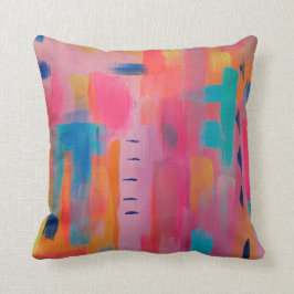 Vetgedrukte Abstracte kunst in Pinks en Blues Kussen