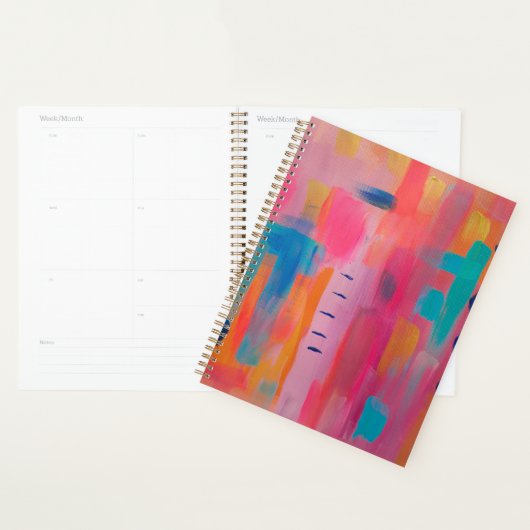 Vetgedrukte Abstracte kunst in Pinks en Blues Planner (Display)