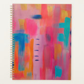 Vetgedrukte Abstracte kunst in Pinks en Blues Planner (Voorkant)