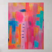Vetgedrukte Abstracte kunst in Pinks en Blues Poster (Voorkant)