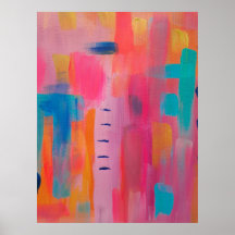 Vetgedrukte Abstracte kunst in Pinks en Blues