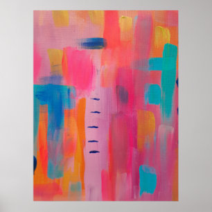Vetgedrukte Abstracte kunst in Pinks en Blues Poster