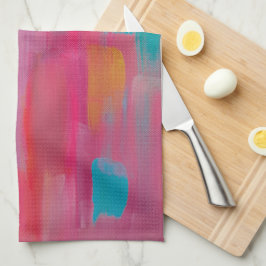 Vetgedrukte Abstracte kunst in Pinks en Blues Theedoek