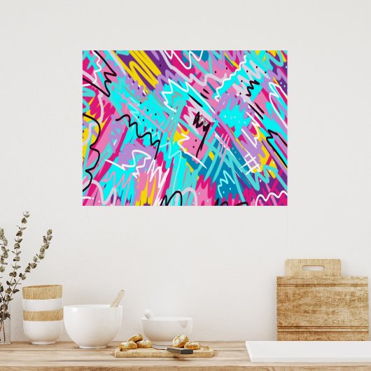 Vetgedrukte Abstracte kunst Poster (Keuken)