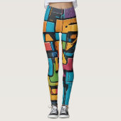 Vetgedrukte Abstracte oproerafdruk Leggings (Voorkant)