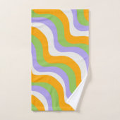 Vetgedrukte Abstracte Oranje groene Paarse Wavy St Bad Handdoek (Handdoek)