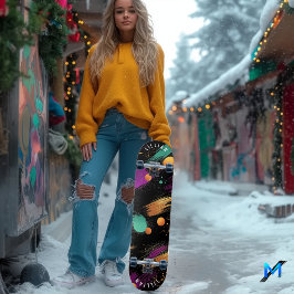 Vetgedrukte Abstracte penseelstreek met hedendaags Persoonlijk Skateboard