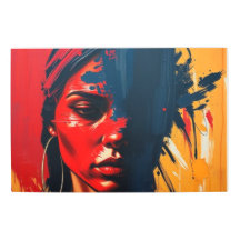 Vetgedrukte Abstracte portretkunstprint - Vibrant 