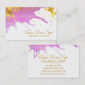 *~* Vetgedrukte Abstracte Roze Waterverf Gouden Lu Visitekaartje (Voorkant / Achterkant)