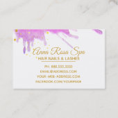 *~* Vetgedrukte Abstracte Roze Waterverf Gouden Lu Visitekaartje (Achterkant)