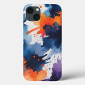 Vetgedrukte Abstracte Waterverf Splash iPhone Case (Achterkant)