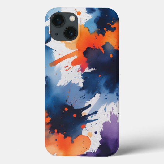 Vetgedrukte Abstracte Waterverf Splash iPhone Case (Achterkant)
